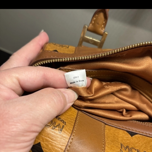 Authentic MCM Cognac Boston Leather Satchel Handbag - Picture 14 of 15